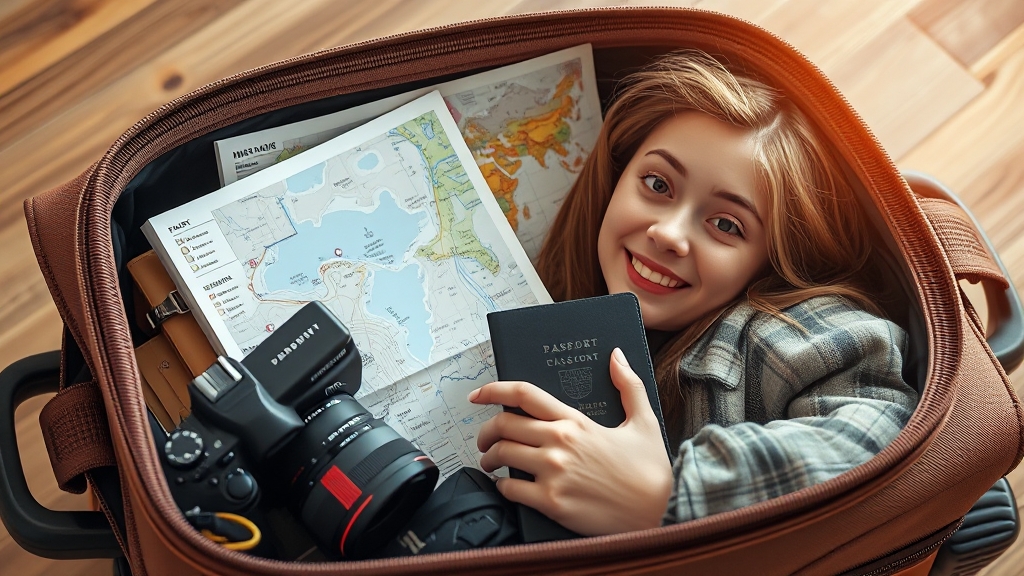 여행 준비물 체크리스트 개요 (realistic 스타일)