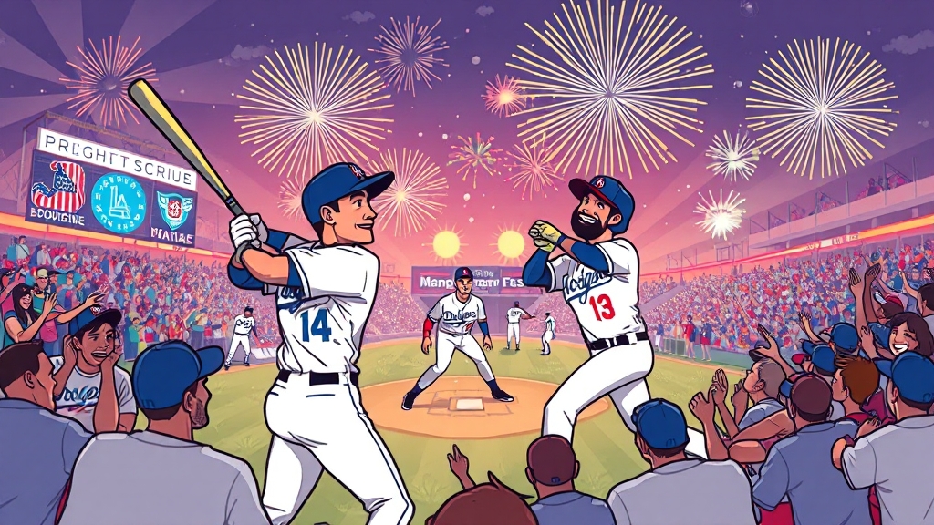 다저스, 2025 WS 우승 쾌거 (cartoon 스타일)