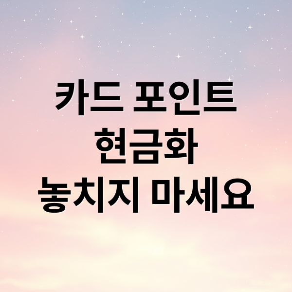 카드 포인트
현금화
놓치지 마세요 (카드포인트 조회 & 현금화 방법)