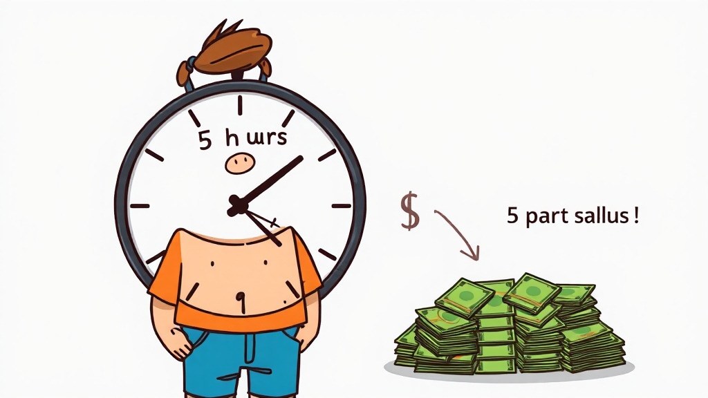 단시간 알바생 주휴수당 계산법 (cartoon 스타일)