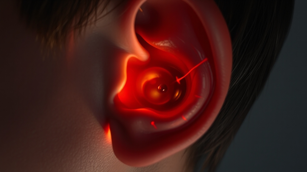 이명 원인 & 증상 분석 (realistic 스타일)