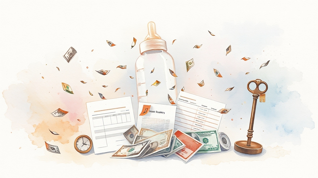 중간정산 가능 조건 (watercolor 스타일)