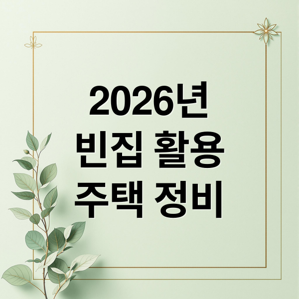 2026년
빈집 활용
주택 정비 (2026년 빈집 활용 소규모 주택 정비)