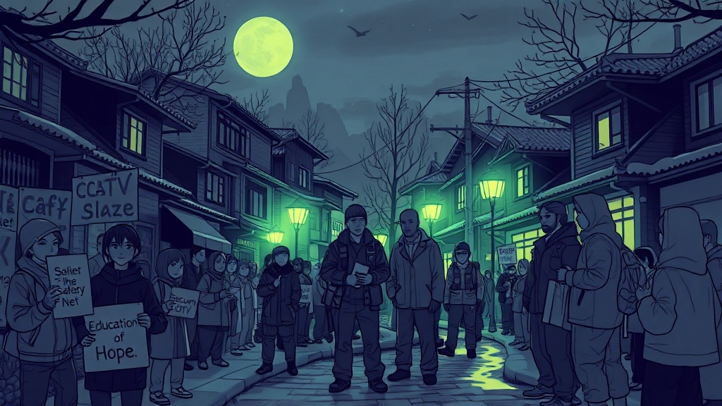 CCTV 설치, 주민들의 추가 요구 (illustration 스타일)