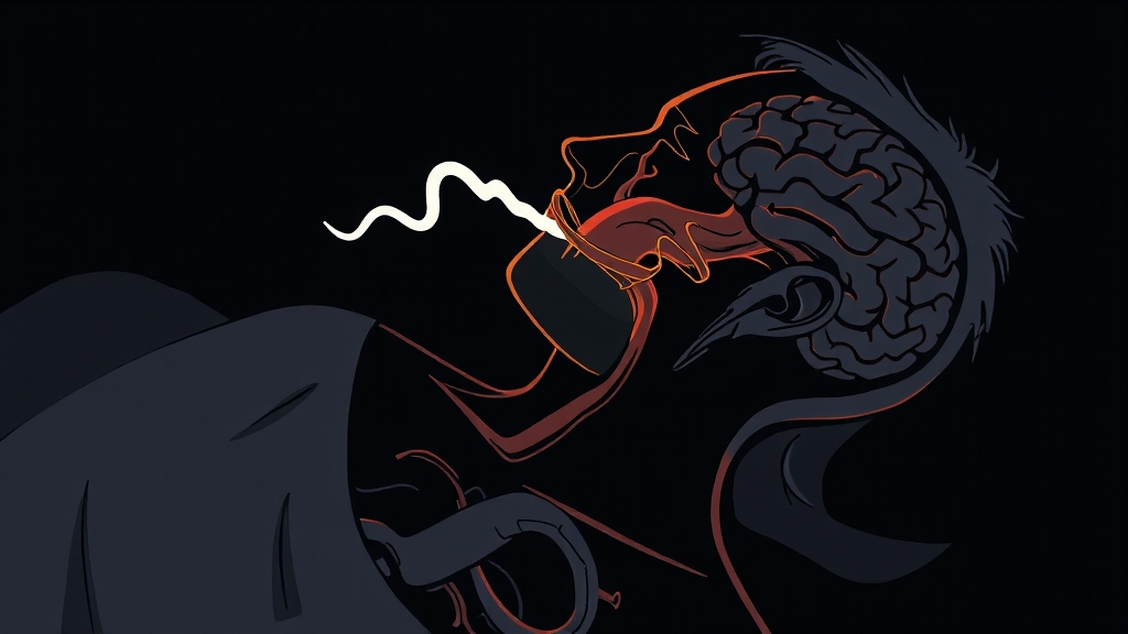 코골이 방치하면 큰일, 합병증과 건강 영향 (illustration 스타일)