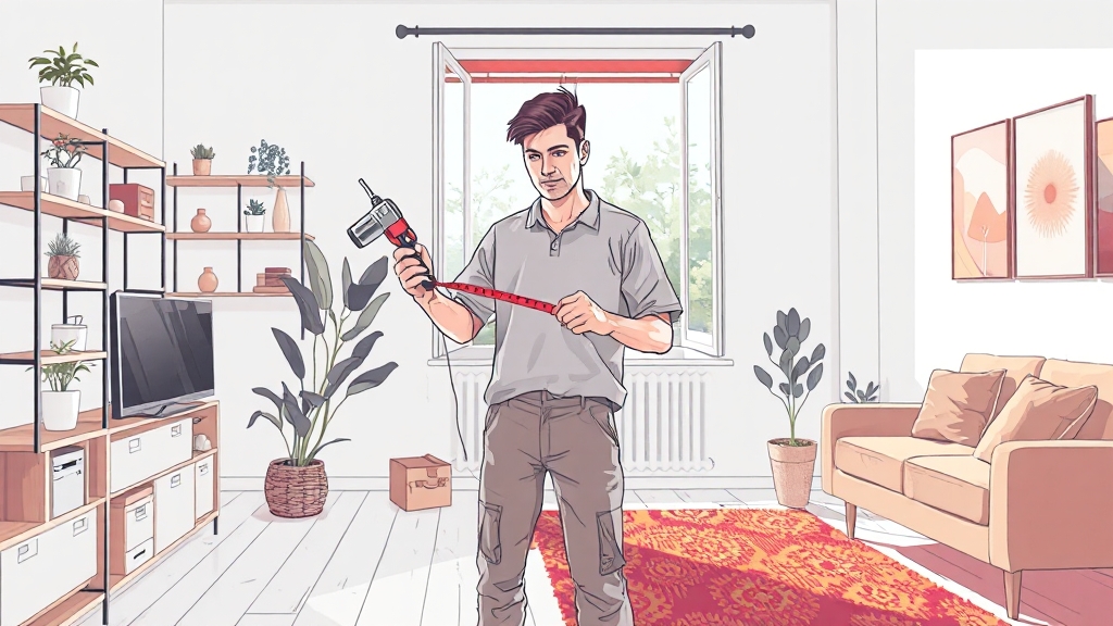 DIY 블라인드 설치, 준비물과 단계 (illustration 스타일)