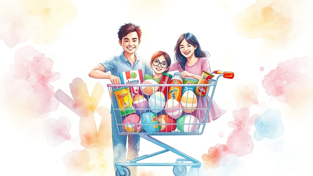 가공식품 & 생필품 할인 (watercolor 스타일)
