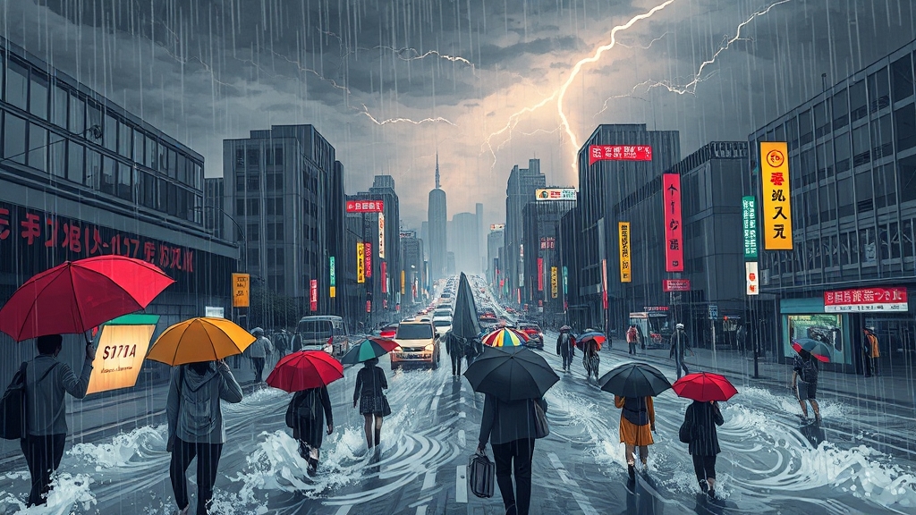 호우 원인과 기상 전망 (illustration 스타일)