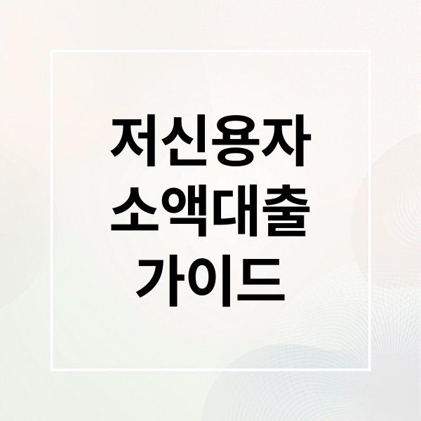 저신용자
소액대출
가이드 (저신용자 소액대출)