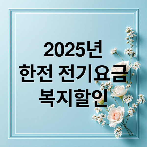 2025년
한전 전기요금
복지할인 (한전 복지 할인)