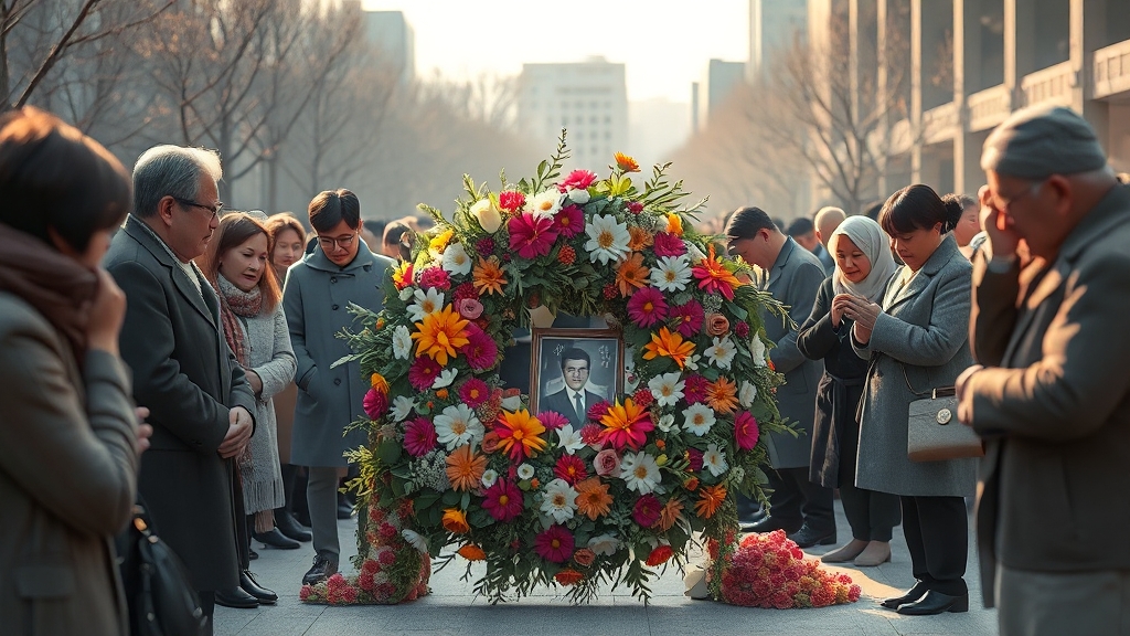 장례 문화 속 화환의 의미 (realistic 스타일)