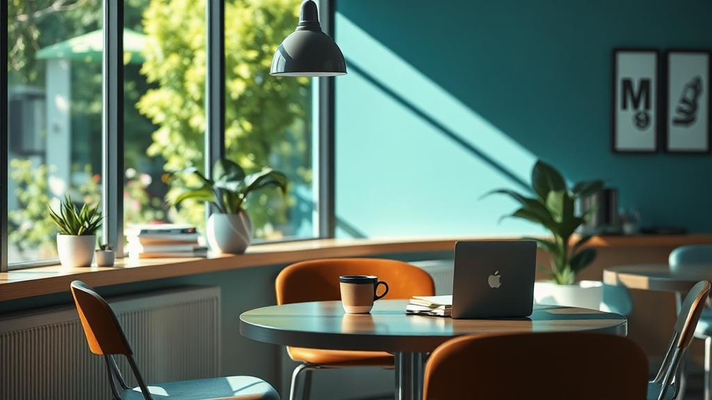 스터디카페, 공부 효율을 높이는 편의 시설 (realistic 스타일)