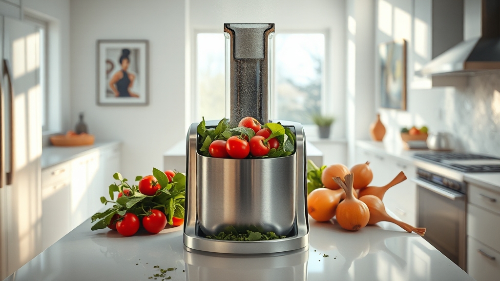 핵심 기능은? 분쇄, 건조, 탈취! (realistic 스타일)