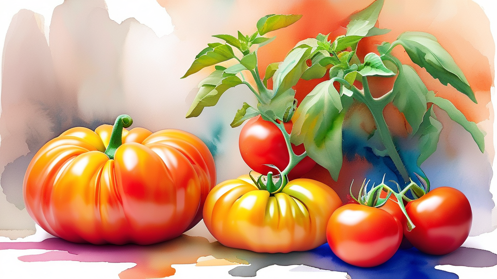 토마토 종류별 특징과 맛 비교: 어떤 토마토를 선택할까? (watercolor 스타일)