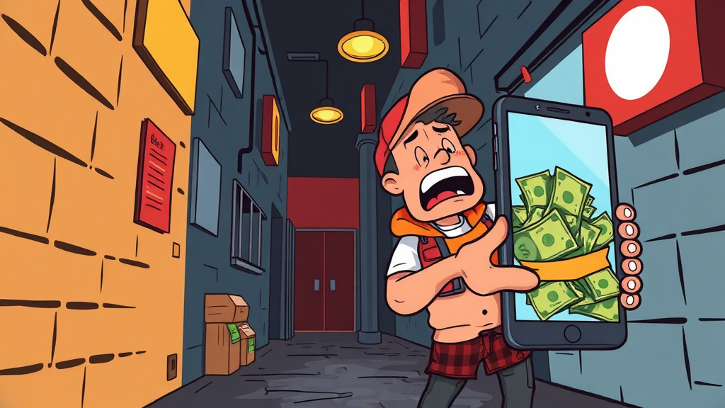 배달앱 수수료 문제 (cartoon 스타일)