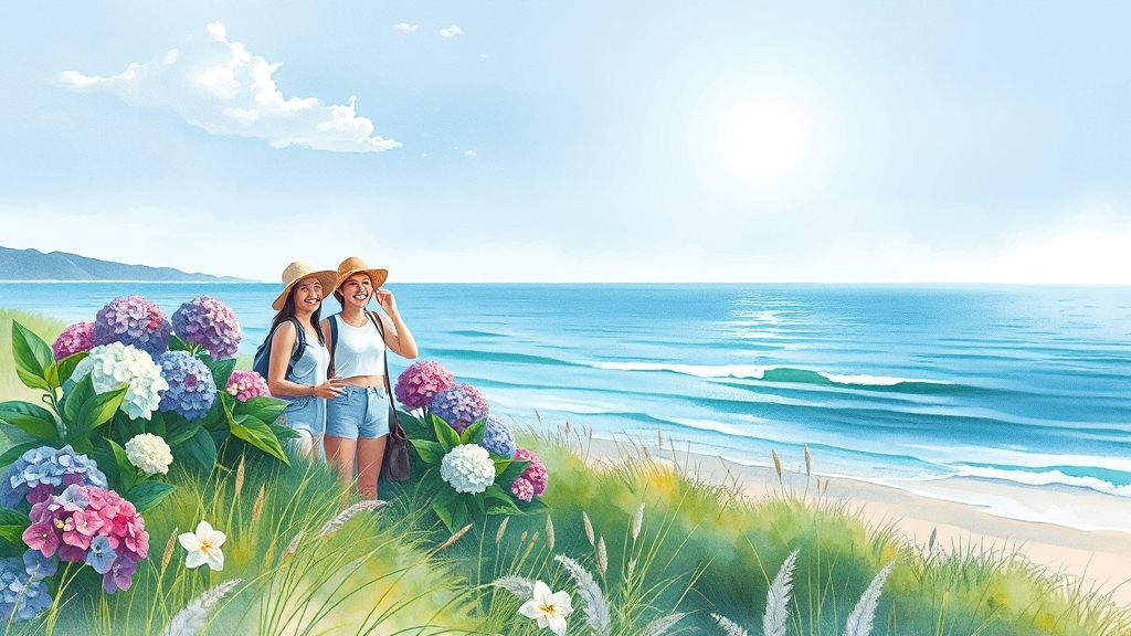 여름 휴가 추천 여행지와 숙박 혜택 (watercolor 스타일)