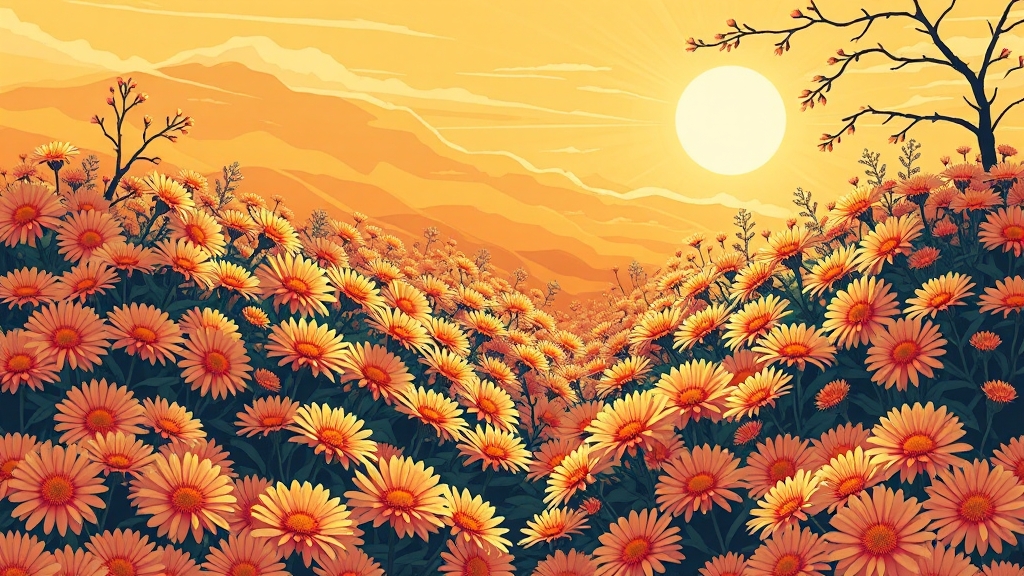 국화 절정 시기는? (illustration 스타일)
