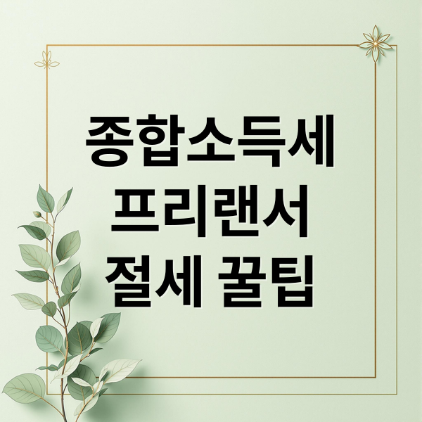 종합소득세
프리랜서
절세 꿀팁 (종합소득세 계산 절세 방법)