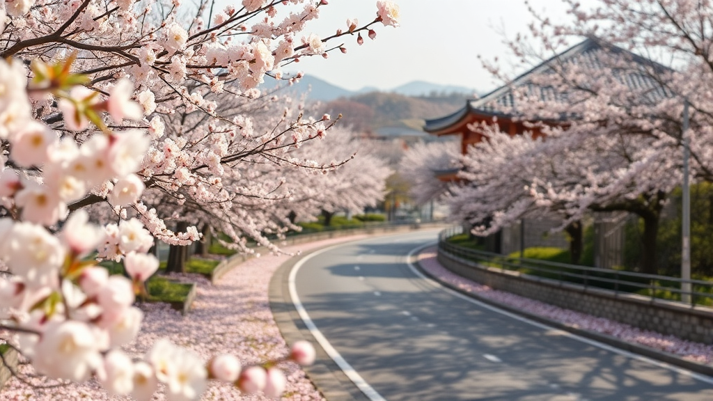 충남 벚꽃 개화 시기 및 추천 드라이브 루트 (realistic 스타일)