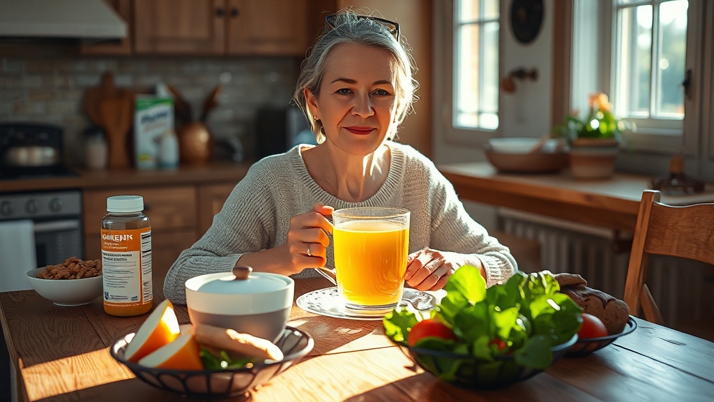 목에 좋은 영양제 & 식품 (realistic 스타일)