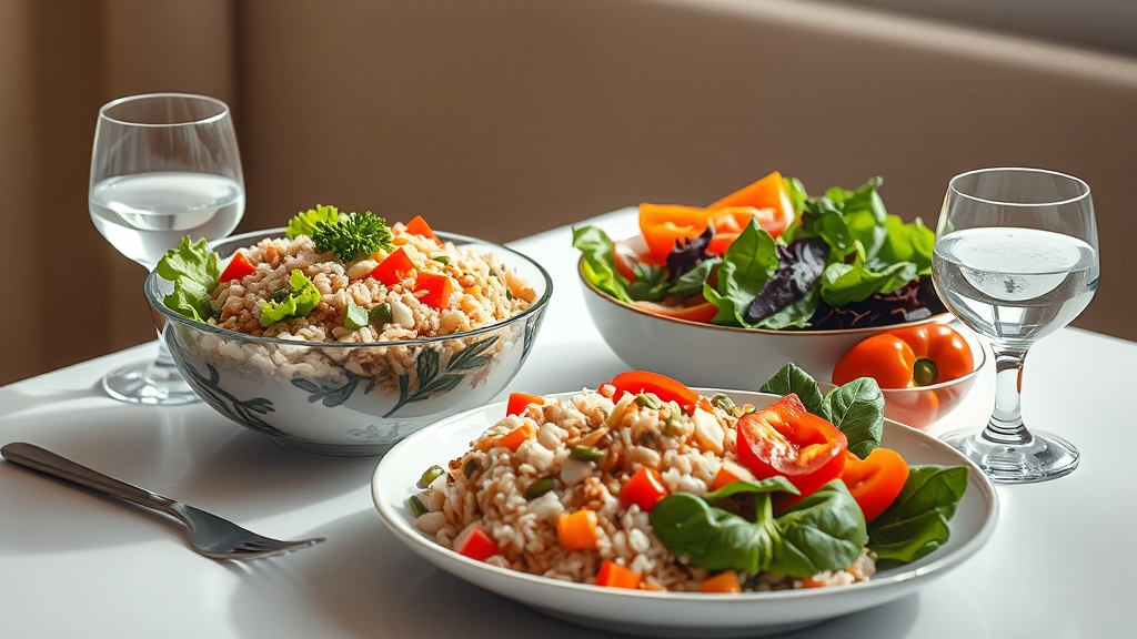 당뇨 식단과 당뇨 쌀 (realistic 스타일)