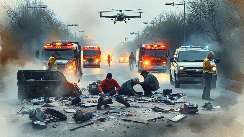 사고 시 초기 대응: 신고 & 부상 확인 (watercolor 스타일)