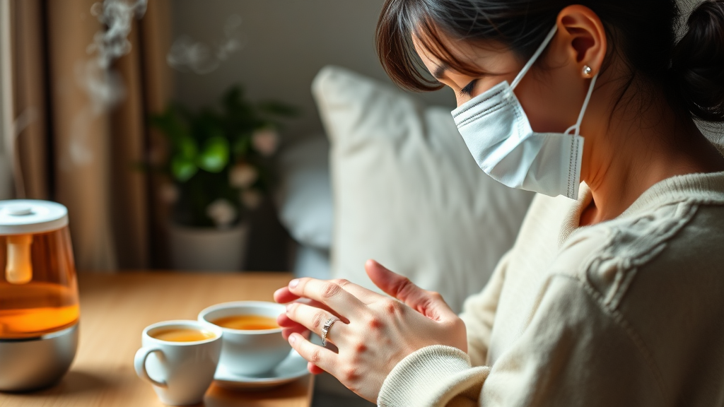 편도염 예방 및 생활 습관 (realistic 스타일)