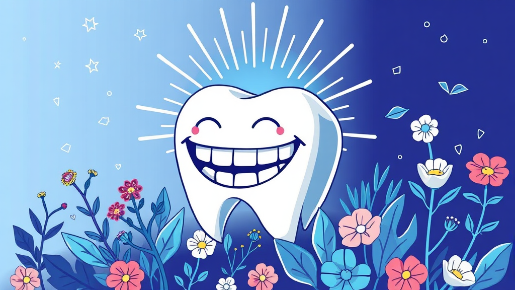 M18 주요 효능: 충치 예방 & 구취 제거 (illustration 스타일)