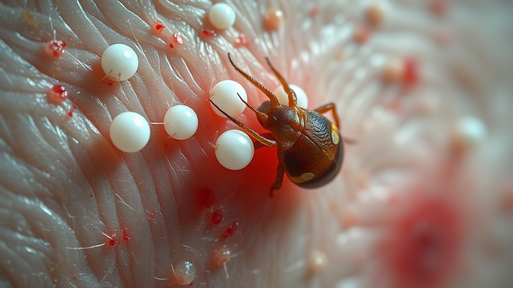 사면발이 증상과 자가 진단 (realistic 스타일)