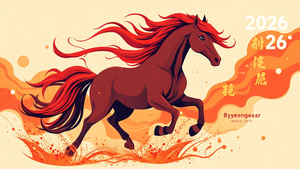 2026년 병오년, 말의 해 시작! (illustration 스타일)
