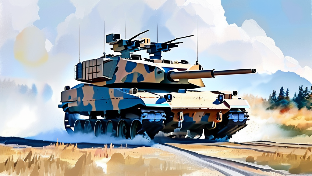 K9 자주포 실사격 훈련으로 성능 입증 (watercolor 스타일)