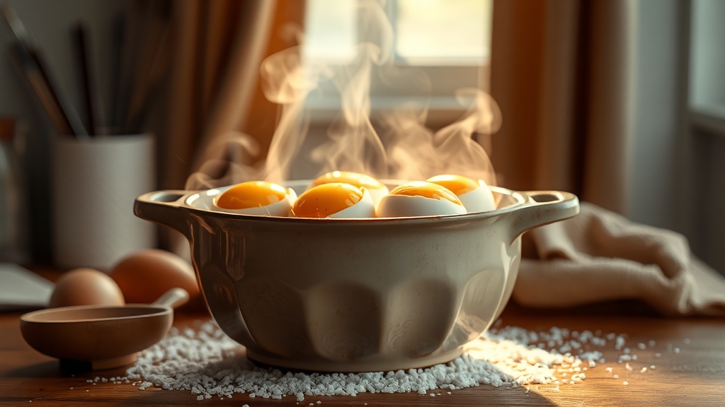 압력밥솥 구운계란 비법 (realistic 스타일)