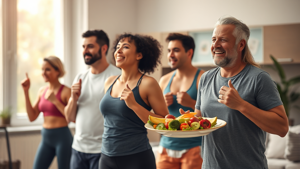 운동과 함께하는 식욕 관리 효과 (realistic 스타일)