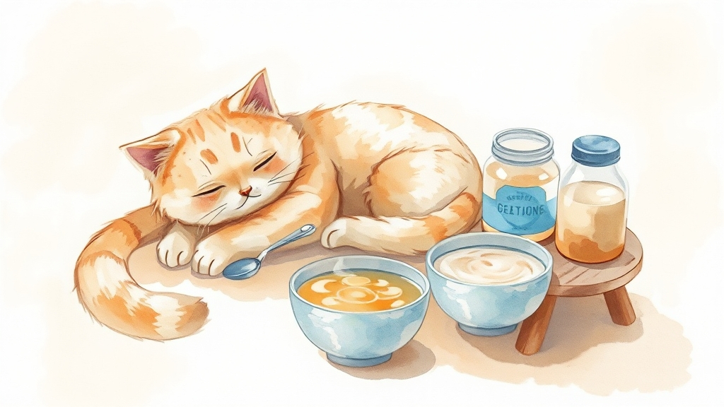 설사 응급 처치: 집에서 할 수 있는 방법 (watercolor 스타일)