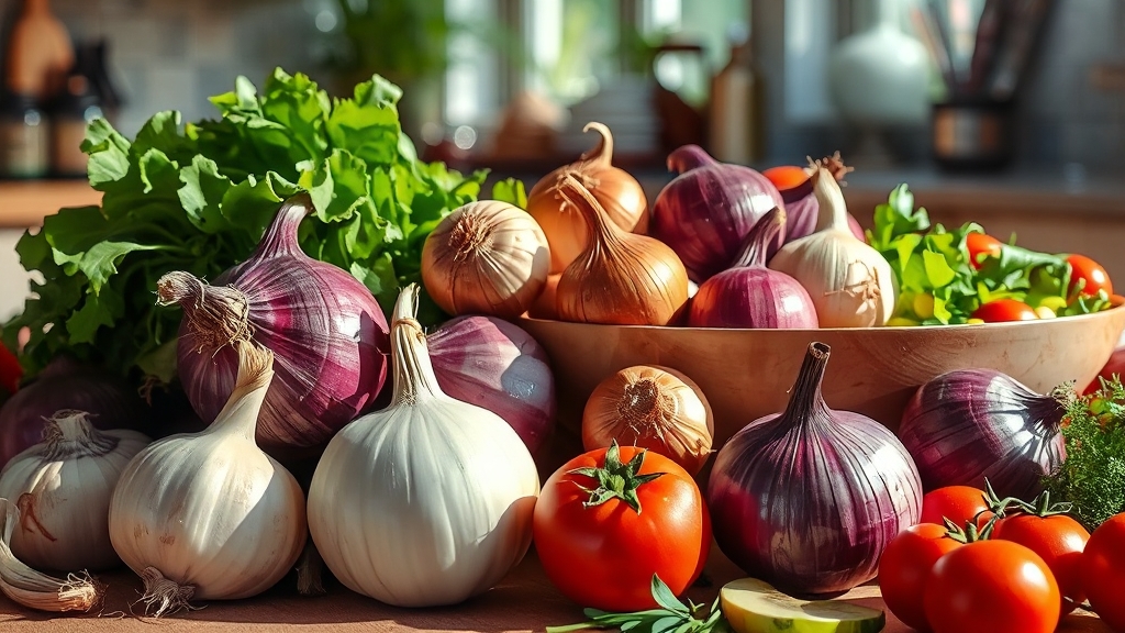 양파 품종별 특징 및 선택 가이드 (realistic 스타일)