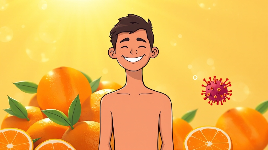 비타민 C: 피부 건강 & 감기 예방 (illustration 스타일)