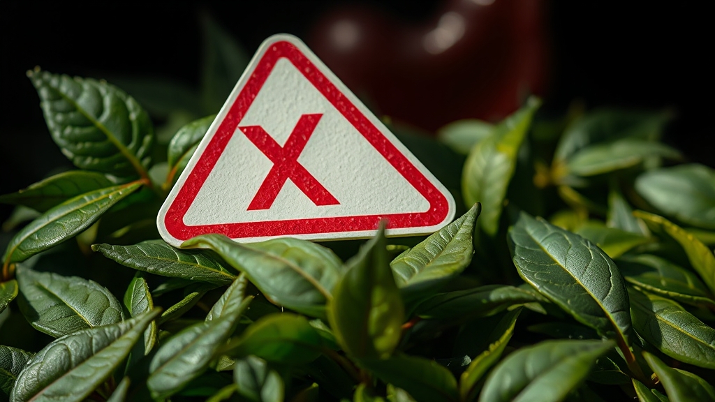 녹차 부작용 & 주의사항 (realistic 스타일)