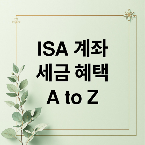 ISA 계좌
세금 혜택
A to Z (ISA 계좌 만들기 장단점)