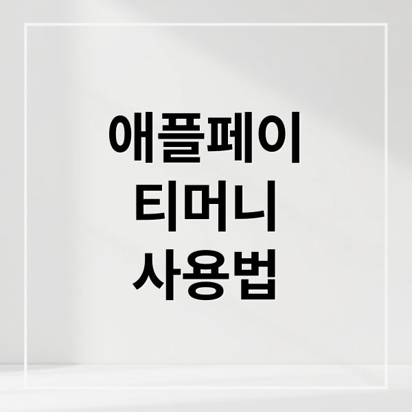 애플페이
티머니
사용법 (애플페이 교통카드)