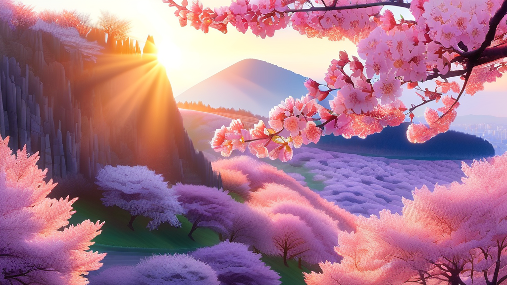 전국 벚꽃 개화 시기 흐름 및 지역별 전망 (realistic 스타일)