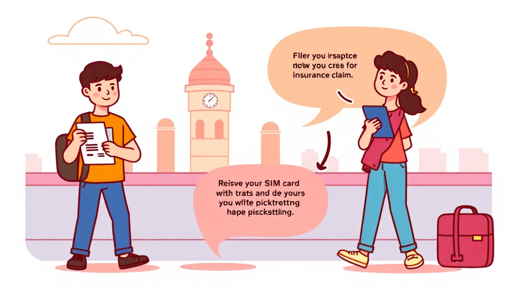 귀국 후 처리: 보험 청구 & 추가 조치 (cartoon 스타일)