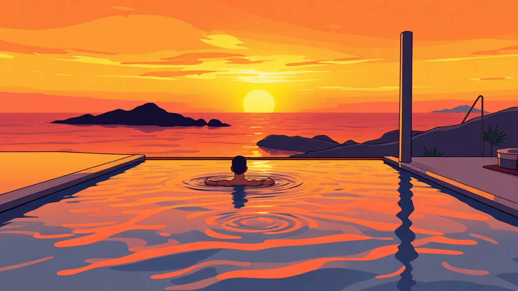 오아시스 선셋 스파 이용 안내 (illustration 스타일)