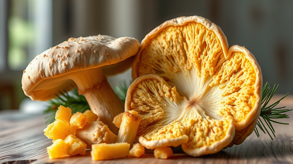 참송이버섯, 효능이 궁금해! (realistic 스타일)