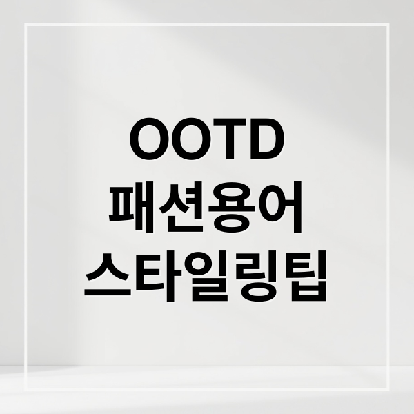 OOTD
패션용어
스타일링팁 (OOTD 뜻)
