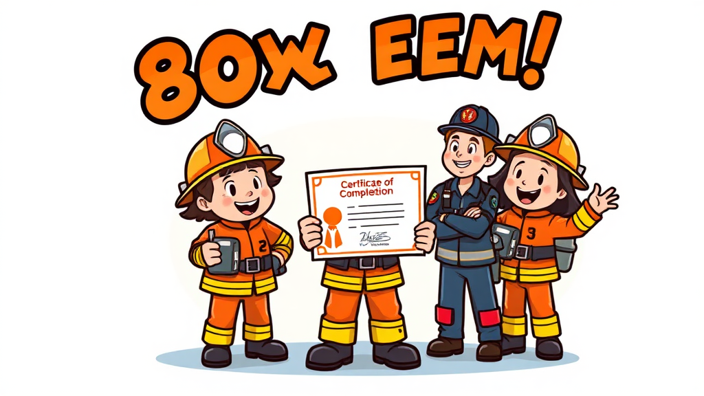 평가 및 수료, 한 번에 끝내기! (cartoon 스타일)