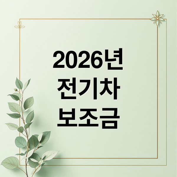 2026년
전기차
보조금 (전기차 보조금 20% 추가 혜택)