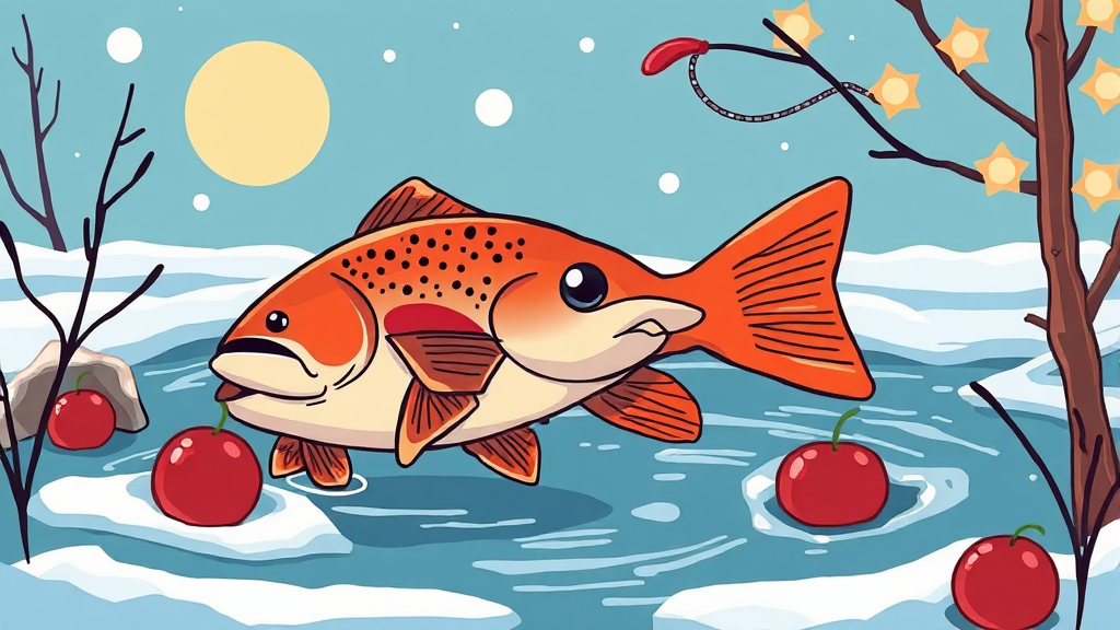 산천어 낚시 꿀팁 (cartoon 스타일)