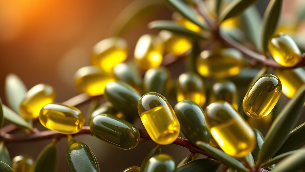 올리브오일 캡슐, 왜 주목받을까? (realistic 스타일)