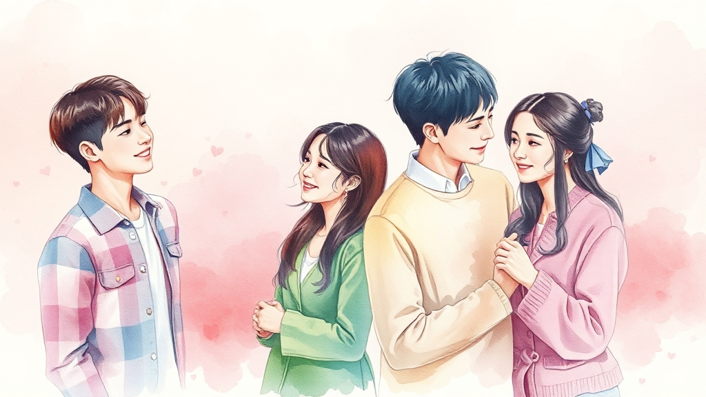 예측불가 호감도 변화 및 선택의 순간 (watercolor 스타일)