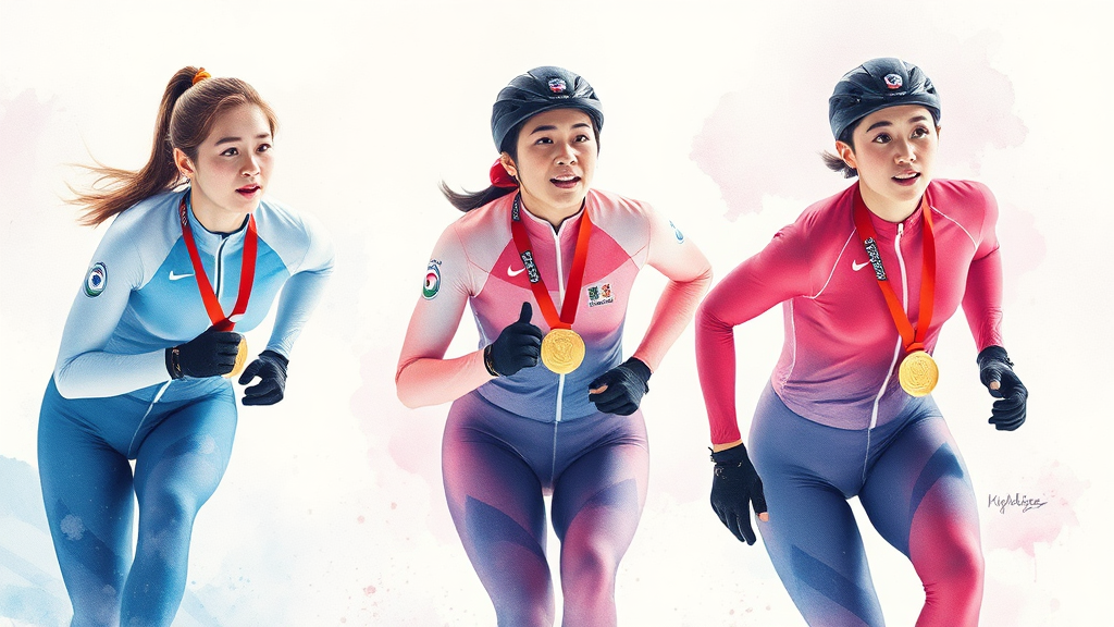 금메달의 주역들: 선수들의 빛나는 활약 (watercolor 스타일)